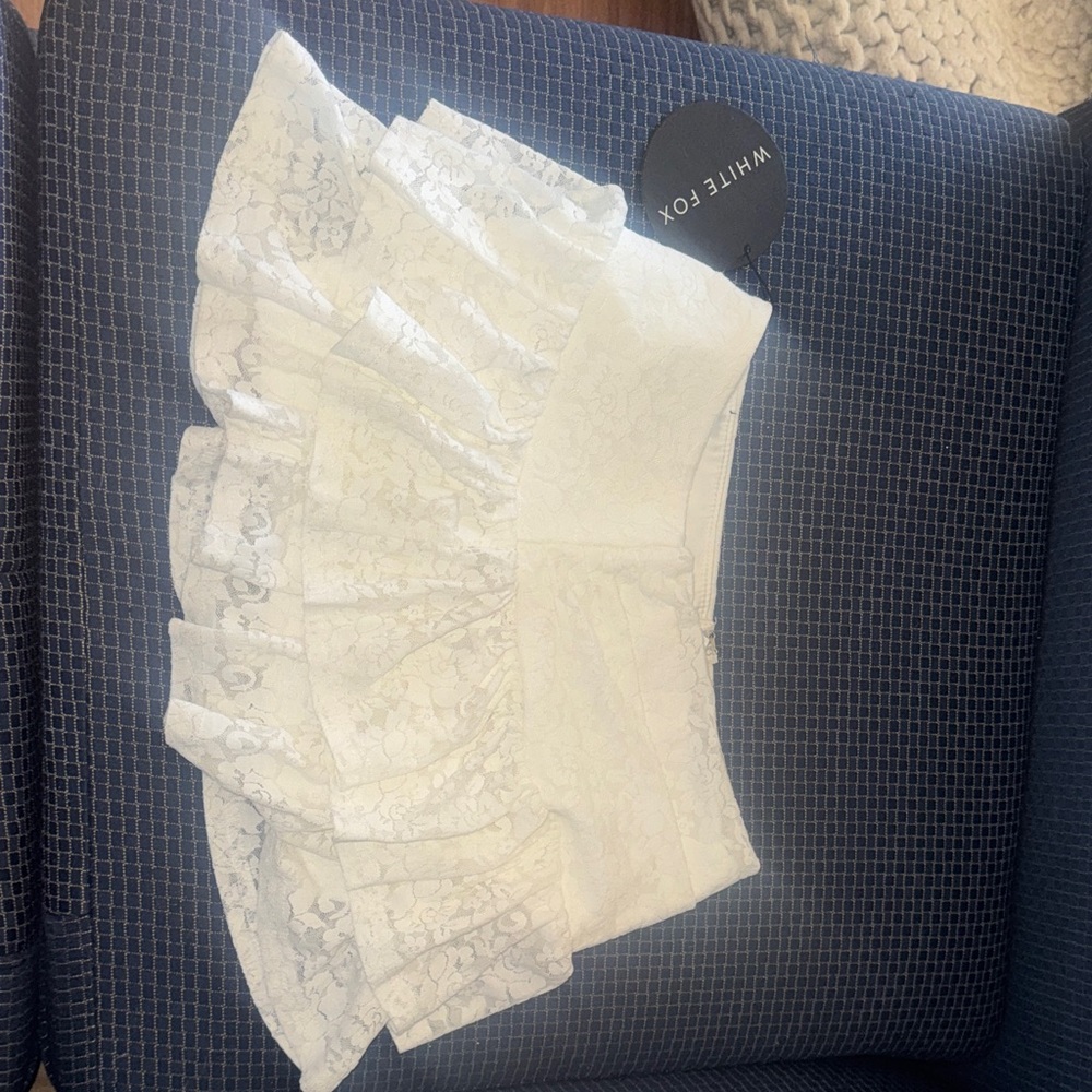 White Fox Boutique White Lace Mini Skirt
